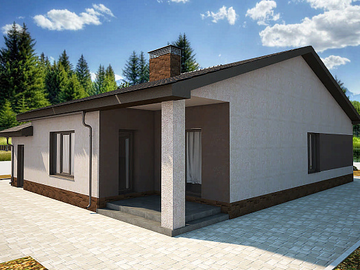 С-2 Одноэтажный дом с крытой террасой и смежным гаражом для двух автомобилей на земельном участке от 7,55 соток