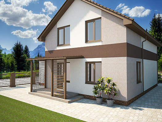 С-5 Двухэтажный дом с тамбуром и смежным гаражом для двух автомобилей, на земельном участке от 7,2 соток