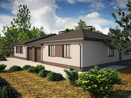 С-6 Одноэтажный дом со смежным гаражом для 2 авто на земельном участке от 7,55 соток