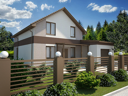 С-5 Двухэтажный дом с тамбуром и смежным гаражом для двух автомобилей, на земельном участке от 7,2 соток